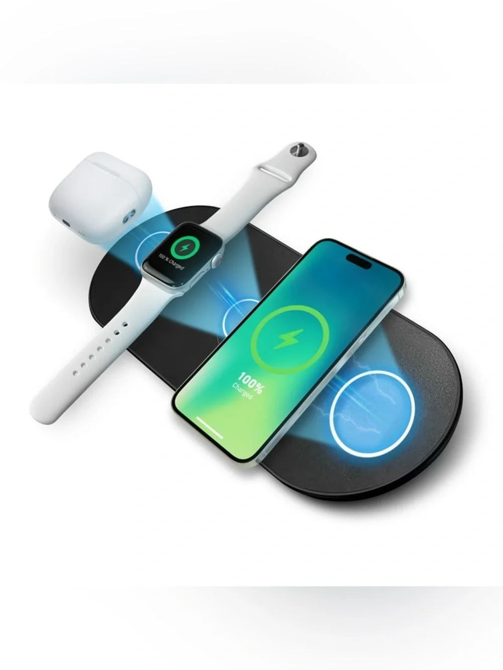 MVMT 15W Wireless Charging Pad Premium Vegan Leather 3-in-1 Fast Charger
